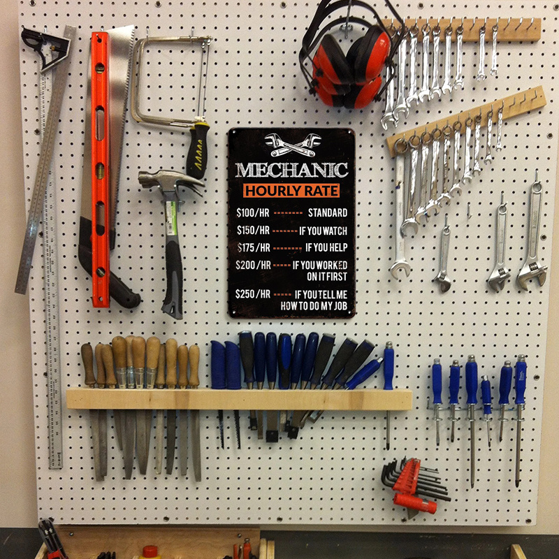 Panneau métallique en étain po - Workshop Tools Hours avis et prix